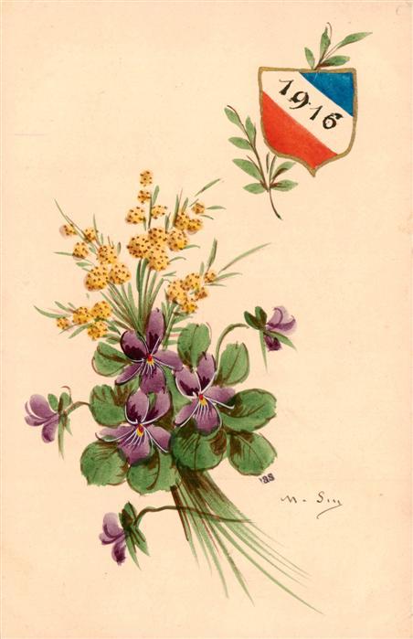 Handgemalt hand-painted peint-a-la-main pintado-a-mano-- Blumen