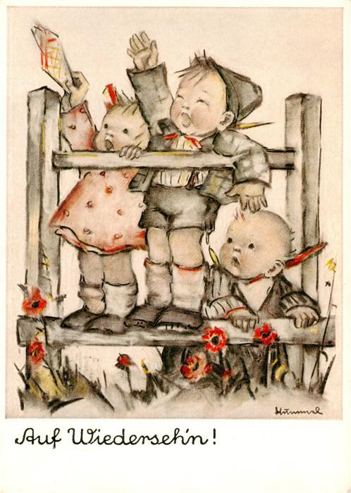 Hummel Kuenstler-AK-Nr. 5617 Auf Wiedersehen Kinder