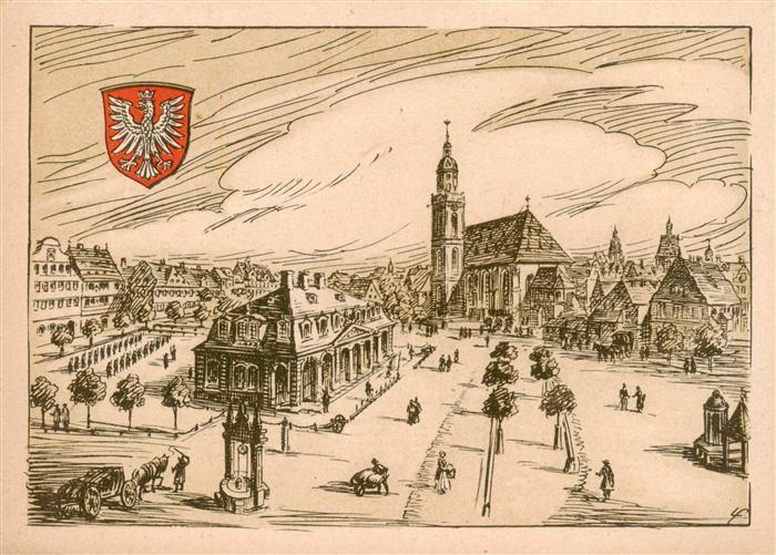 Frankfurt Main Altes Staedtebild mit Hauptwache