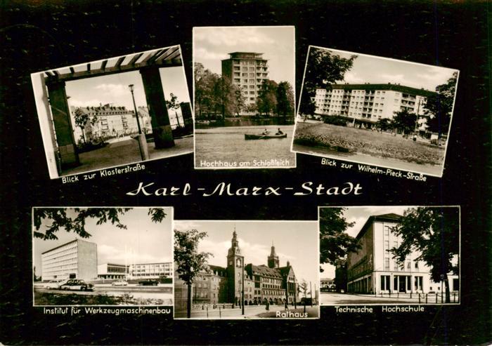 Karl-Marx-Stadt CHEMNITZ Blick zur Kieslerstrasse Hochhaus am Schlossteich Wilh