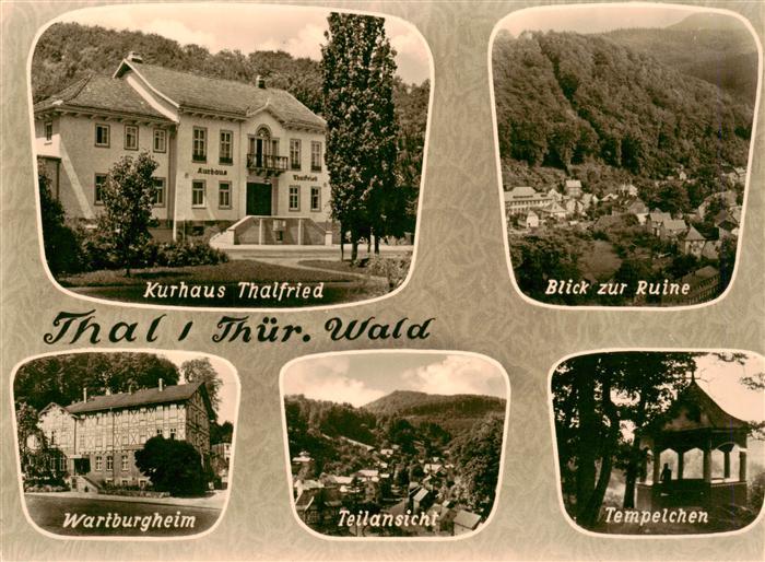 Thal Ruhla Kurhaus Thalfried Ruine Wartburgheim Teilansicht Tempelchen