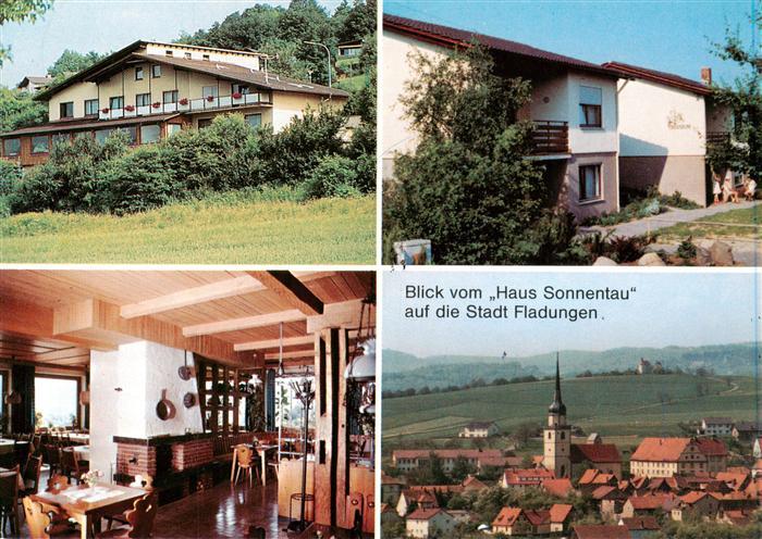Fladungen Rhoen-Grabfeld Bayern Haus-Sonnentau Café-Pension Stadtansicht Kirche