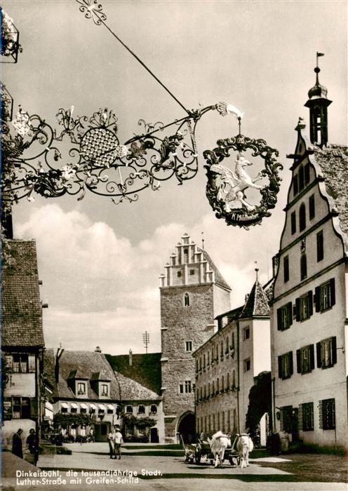 DINKELSBueHL Luther-Strasse Greifen-Schild Schmiedeeisen-Ausleger Stadttor Turm