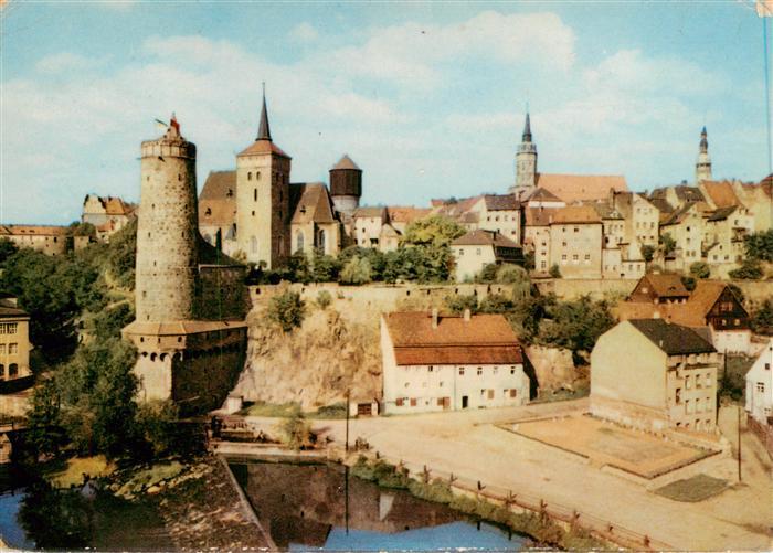 Bautzen Sachsen Friedensbruecke Altstadt Wasserturm Kirche Tuerme Spree Stadtmau