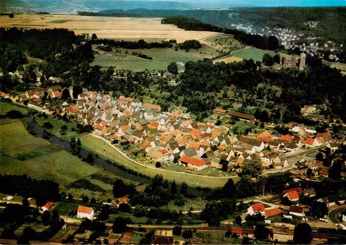 Helmarshausen Bad Karlshafen Hessen Luftbild Dorf Fluss Felder Burg Fliegeraufna