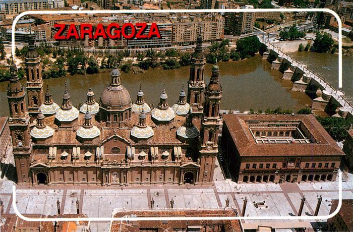 ZARAGOZA Saragossa ES Templo-del-Pilar Basilika Kuppeln Tuerme Ebro Bruecke Flie
