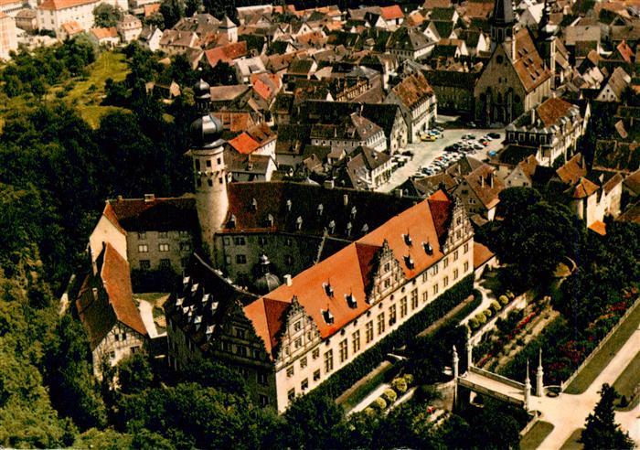Weikersheim Schloss-Weikersheim Marktplatz Fliegeraufnahme Altstadt Daecher Gart