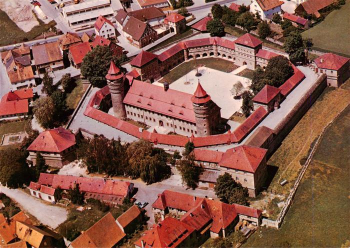 Markt Lichtenau Burg Fliegeraufnahme Tuerme Mauern Innenhof Ortschaft