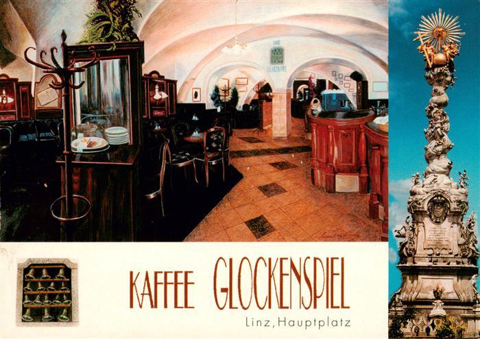 LINZ DONAU AT Kaffee-Glockenspiel Hauptplatz Dreifaltigkeitssaeule Cafehaus-Inne