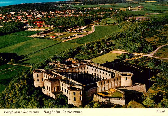 Borgholm Sweden Slottsruin Schlossruine Fliegeraufnahme Oeland Stadt Felder
