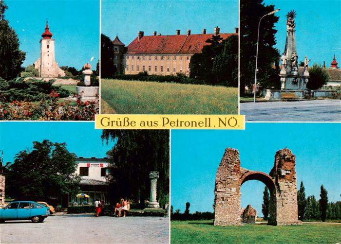 Petronell-Carnuntum Kirche Schloss-Petronell Pestsaeule Rasthaus-Schloeger Heide