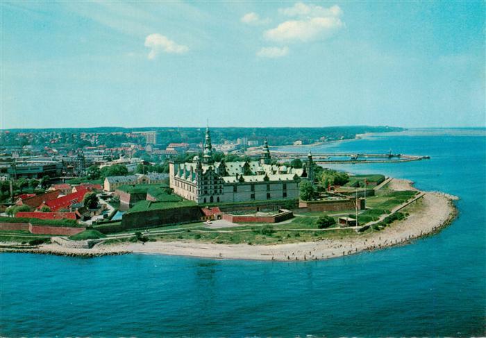 Helsingor Frederiksborg DK Kronborg-Slot Burg Kuestenstadt Luftbild Meer Hafen