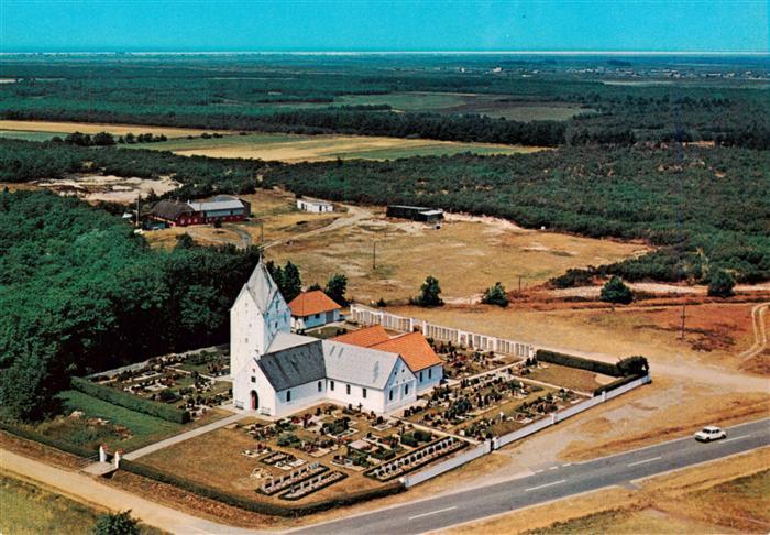 Roemoe Romo DK Kirche Friedhof Luftbild Heide Wald Strand Insel