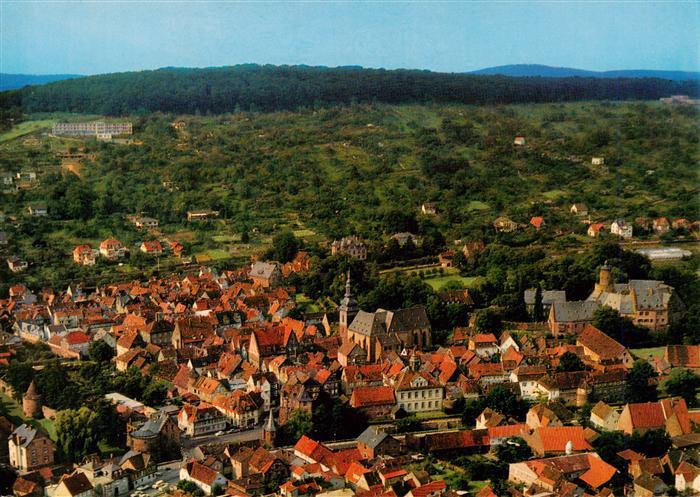 Buedingen Hessen Altstadt Kirche Fachwerk Luftbild Wald Stadtmauer Turm