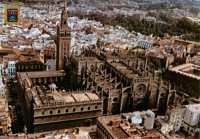 SEVILLA Andalucia ES Catedral-de-Sevilla Giralda Fliegeraufnahme Altstadt Vista-