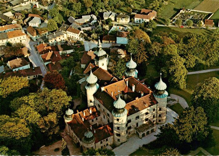 Artstetten-Poebring Niederoesterreich AT Schloss Fliegeraufnahme Zwiebeltuerm Do