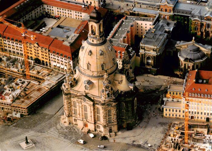 DRESDEN Elbe Frauenkirche Fliegeraufnahme Luftbild Neumarkt Kuppel Baustelle Wie
