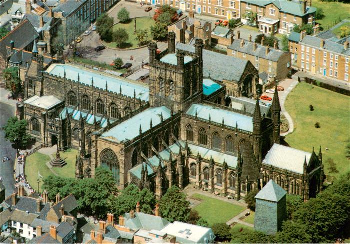 CHESTER Cheshire UK Cathedral Fliegeraufnahme Gotik Sandstein Kreuzgang Altstadt