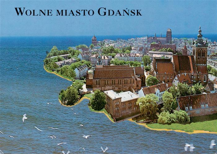Danzig GDANSK PL Wolne-Miasto-Gdansk Altstadt Kirche Ostsee Fliegeraufnahme Moew