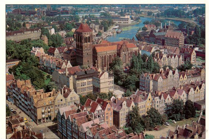 Danzig GDANSK PL Fliegeraufnahme Marienkirche Altstadt Motlawa Fluss Daecher his