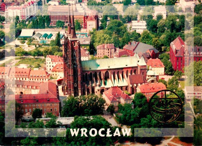 WROCLAW Breslau PL Kathedrale Fliegeraufnahme Altstadt Baeume Gotik Dom
