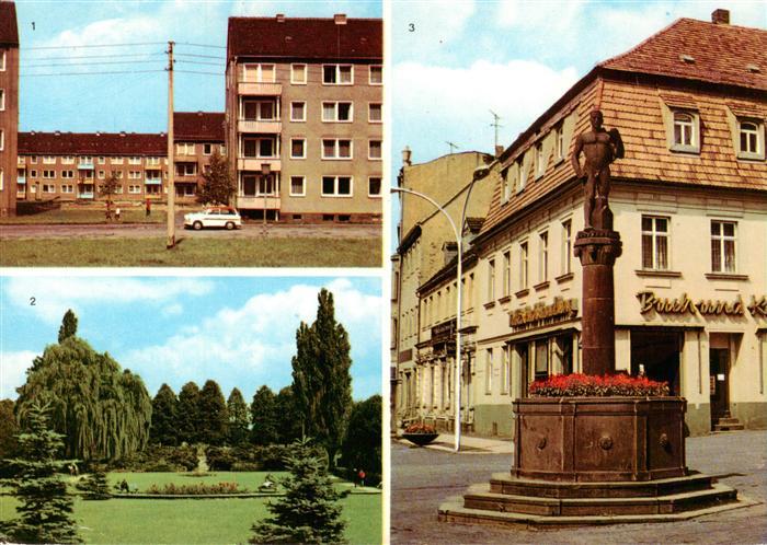 Frankenberg  Sachsen Neubaugebiet Lutzelhoehe Park Brunnen Platz-der-Einheit Tra