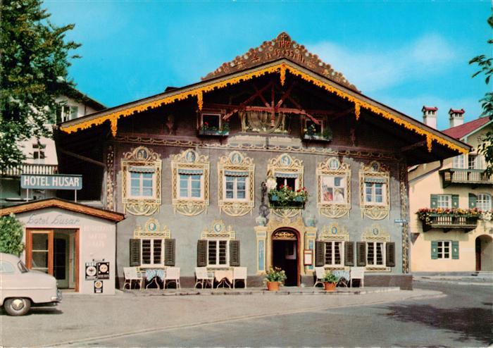 GARMISCH-PARTENKIRCHEN Bayern Hotel-Husar Lueftlmalerei Fassadenmalerei Terrasse