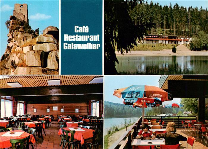 Flossenbuerg Gaisweiher-Restaurant Burgruine Weiher Wald Speisesaal Terrasse Cam