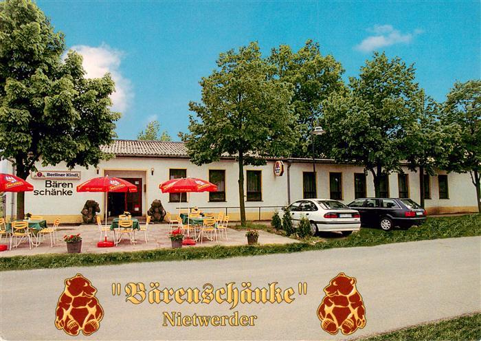Nietwerder Baerenschaenke Gaststaette Berliner-Kindl Biergarten Sonnenschirme Pa