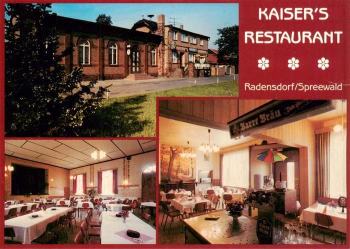 Radensdorf Spreewald Kaisers-Restaurant Barre-Braeu Speisesaal Gastraum Backstei