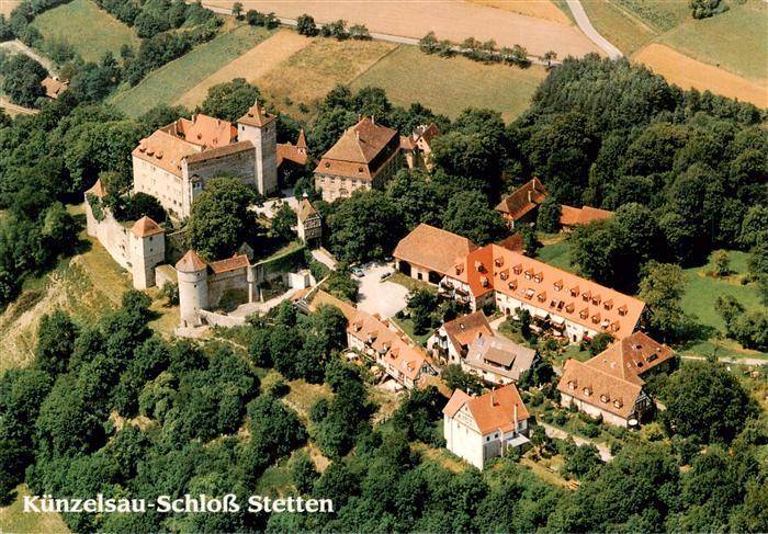 Kuenzelsau Schloss-Stetten Burg Luftaufnahme Felder Wald Hotel