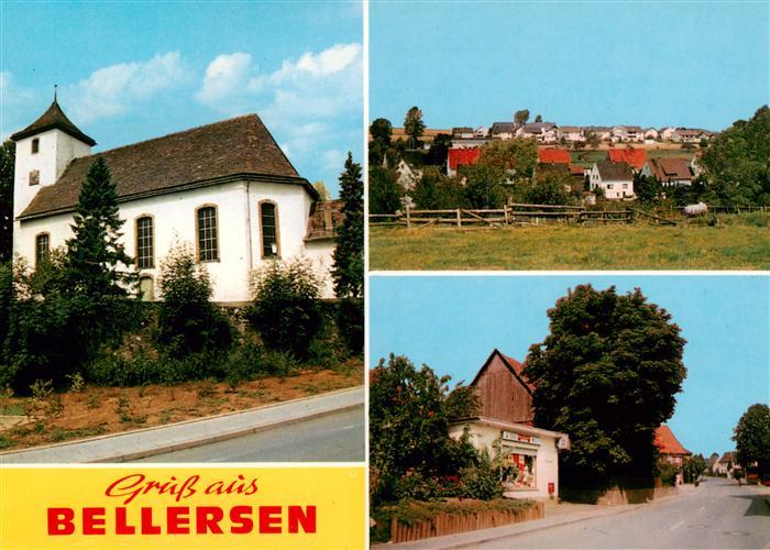 Bellersen Kirche Dorfansicht Strasse Haeuser Baeume Wiese