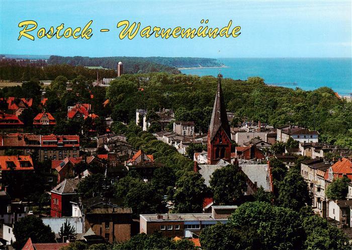 WARNEMueNDE Ostseebad Rostock Kirche Ostsee Dorfansicht Baeume Haeuser Leuchttur