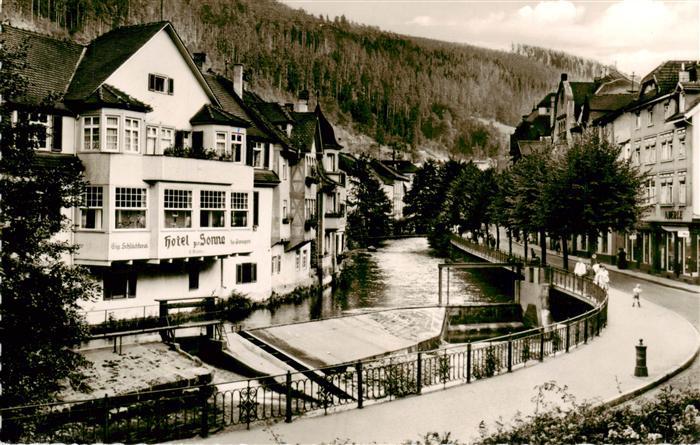WILDBAD Bad Schwarzwald BW Hotel-Sonne Enz Fluss Schwarzwald Kurort Bruecke