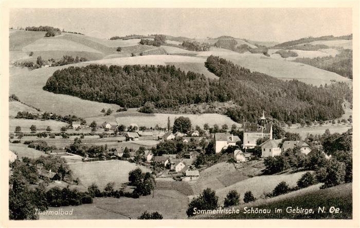 Schoenau im Gebirge Niederoesterreich AT Thermalbad Sommerfrische Kirche Huegel