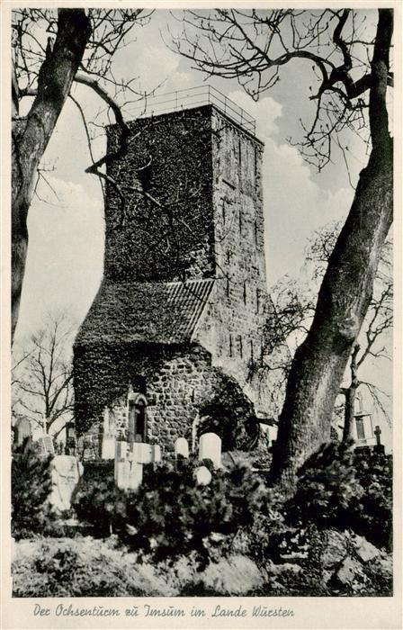 Imsum Langen Cuxhaven Ochsenturm Kirchturm Friedhof Grabsteine Baeume Feldsteinm