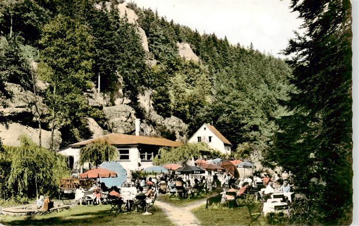 Pottenstein Oberfranken Waldcafe Puttlachtal Fraenkische-Schweiz Sonnenschirme B