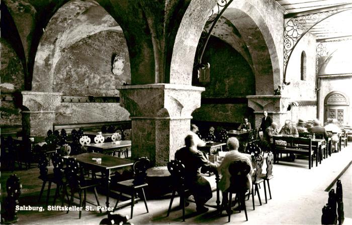 SALZBURG AT Stiftskeller-St-Peter Gewoelbe Gaststube Saeulen Gaeste Tische