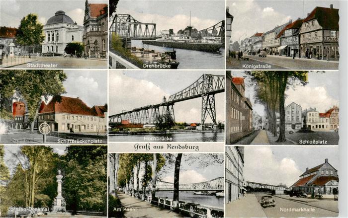 Rendsburg Schleswig-Holstein Stadttheater Drehbruecke Koenigsstrasse Hochbruecke