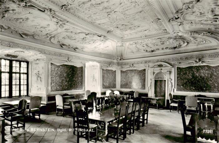 Bernstein Burgenland AT Burg-Bernstein Hotel Rittersaal Stuckdecke Barock Tische