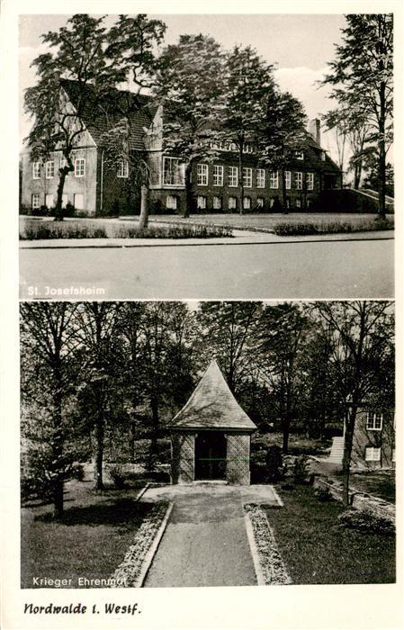 Nordwalde NRW St-Josefsheim Krieger-Ehrenmal Denkmal Park Baeume Mehrbildkarte