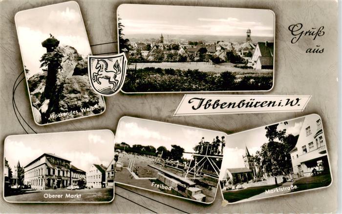 Ibbenbueren NRW Hockender-Weiber Oberer-Markt Freibad Marktstrasse Panorama Fels