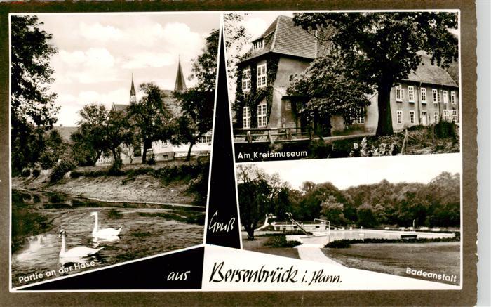 Bersenbrueck Hase Kreismuseum Badeanstalt Schwaene Kirche Fluss Mehrbildkarte