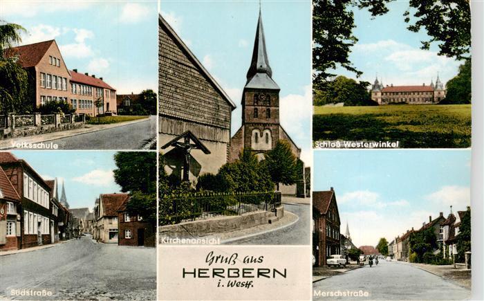 Herbern Ascheberg Westfalen Coesfeld NRW Volksschule Suedstrasse Kirchenansicht