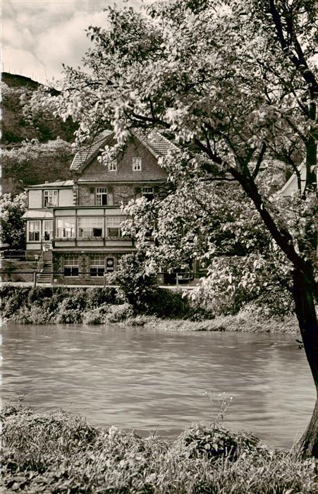 Mayschoss Ahr Rheinland-Pfalz Hotel-Die-vom-Niederrhein Ahr Fluss Terrasse Baeum