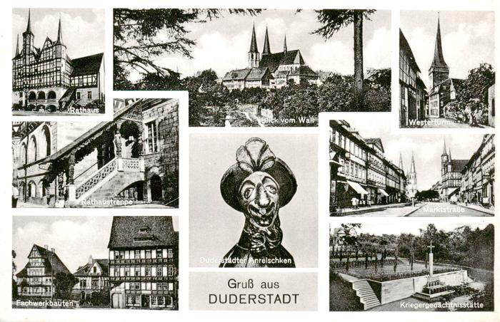 Duderstadt Niedersachsen Rathaus Rathaustreppe Westerturm Marktstrasse Fachwerkb