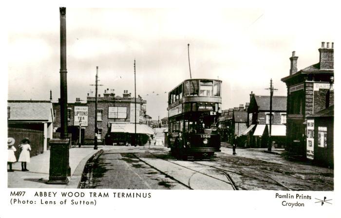 Abbey Wood Strassenbahn Doppeldeckertram Luptons-Tea Werbung Strassenszene Gesch