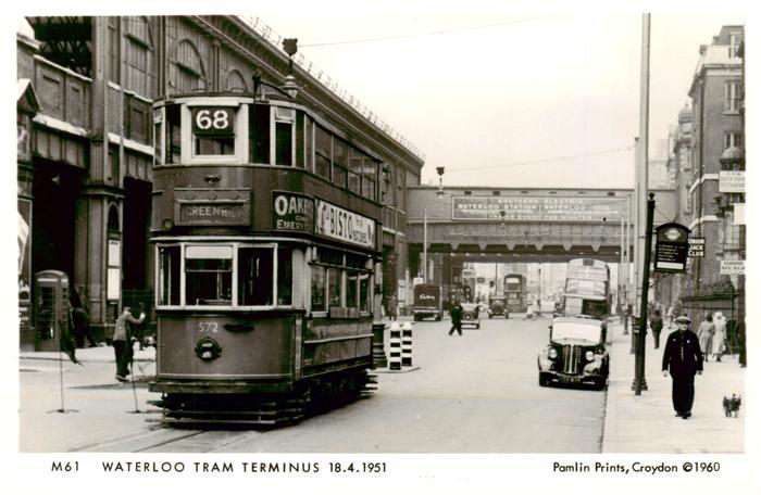 Lambeth Strassenbahn Doppeldeckertram Linie-68 Waterloo-Station Waterloo-Tram-Te