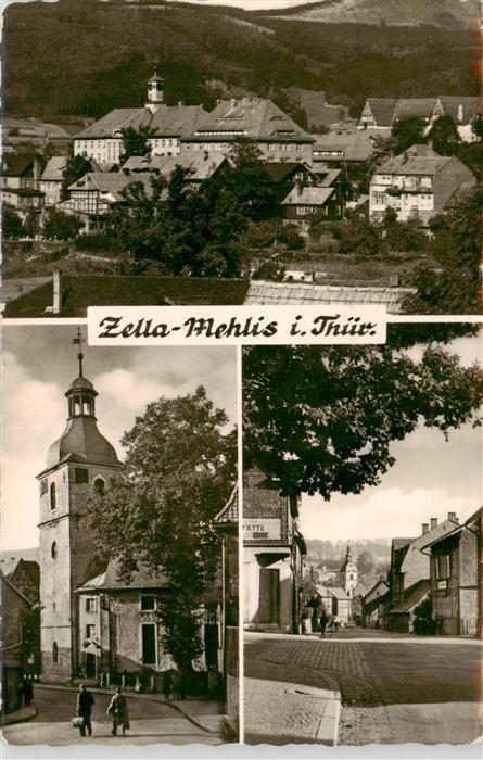 Zella-Mehlis Thueringen Stadtuebersicht Kirche Kirchturm Strassenszene Hirtenfes