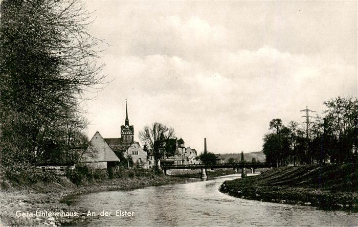 GERA Thueringen Elster Fluss Kirche Bruecke Untermhaus Schornstein Uferweg